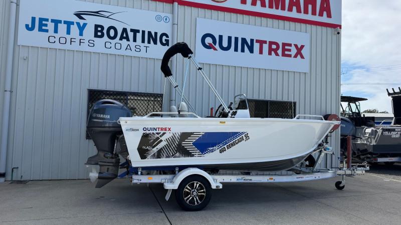 QUINTREX 460 RENEGADE PRO SIDE CONSOLE POWERED BY A YAMAHA F75LB OUTBOARD ON A QUINTREX ALUMINIUM 1100 I-BEAM TRAILER - 388934