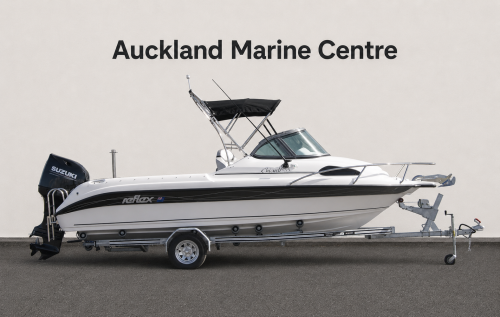 Carousel 1 of NEW Reflex 585 Chianti, With A Suzuki 140HP on a Multi Roller Deluxe Trailer.