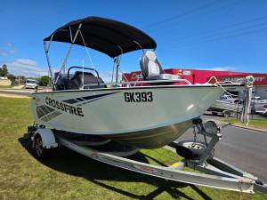 469 Crossfire Stacer, 80hp Mercury four stroke & alloy drive on trailer