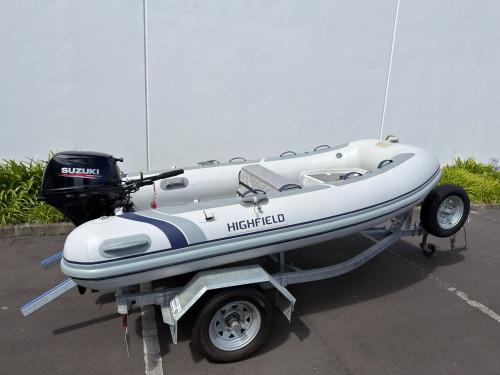 Carousel 2 of Highfield 3.1 Inflatable, Suzuki 20 Outboard on an Aakron Trailer