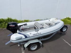 Highfield 3.1 Inflatable, Suzuki 20 Outboard on an Aakron Trailer