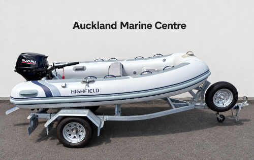 Highfield 3.1 Inflatable, Suzuki 20 Outboard on an Aakron Trailer
