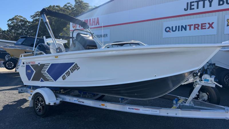 QUINTREX 481 TOP ENDER PRO POWERED BY A YAMAHA VF90LB VMAX SHO OUTBOARD ON A QUINTREX ALUMINIUM I-BEAM 1298 TRAILER - 387442