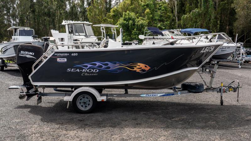 Formosa Sea Rod 480 Side Console, Suzuki 90hp Outboard and Dunbier Trailer