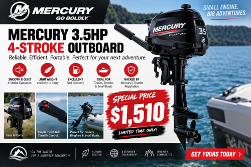 3.5hp Mercury 4 stroke - special pricing