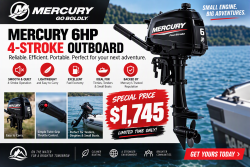 6hp Mercury 4 stroke - special pricing