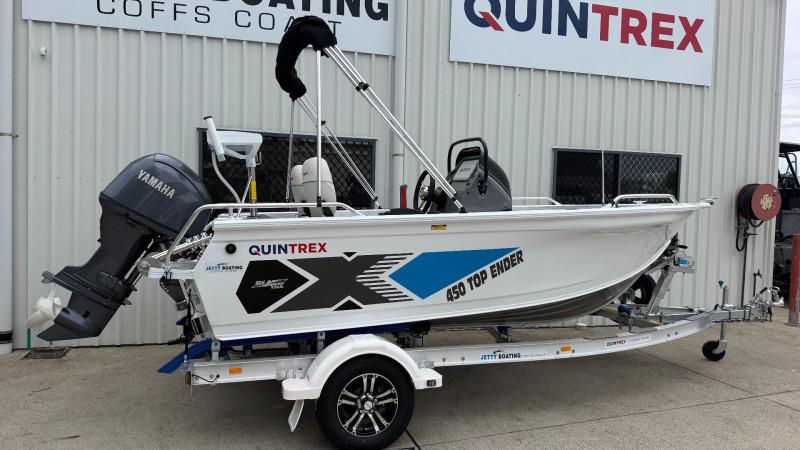 QUINTREX 450 TOP ENDER PRO POWERED BY A YAMAHA F70LB OUTBOARD ON A QUINTREX ALUMINIUM 1100 I-BEAM TRAILER - 388935