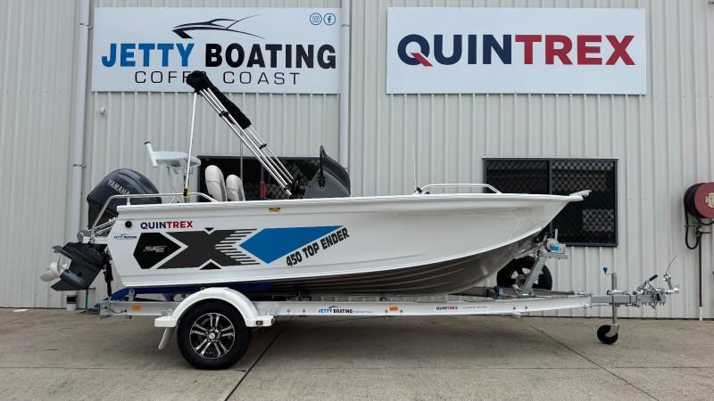 QUINTREX 450 TOP ENDER PRO POWERED BY A YAMAHA F70LB OUTBOARD ON A QUINTREX ALUMINIUM 1100 I-BEAM TRAILER - 388935